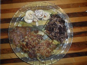 Breakfast plate with cabbage noodle dish