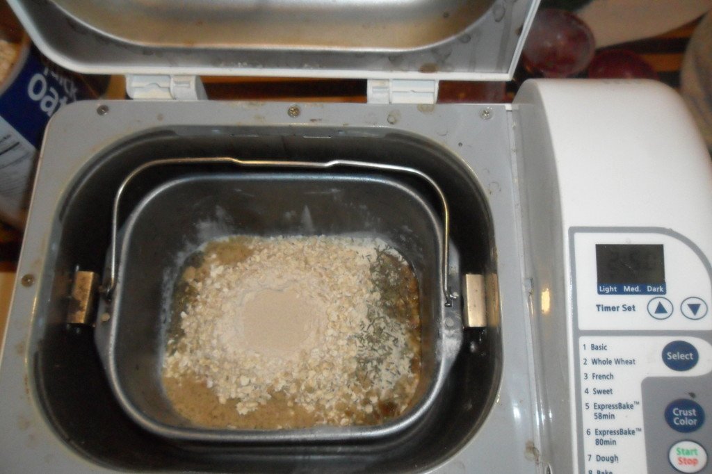 Ingredients ready in bread maker