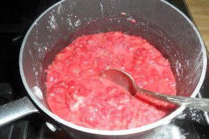 Raspberries in pot