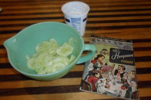 Sliced cukes and Hungarian cookbook