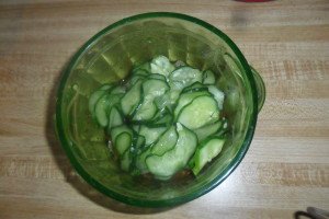 squeezed pickles in bowl