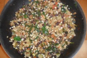 Complete cooked vegetarian taco mixture