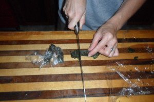 cutting one of the cilantro packets