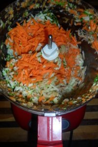 All shredded ingredients in food processor.