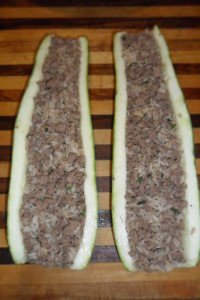 Two zucchini halves stuffed