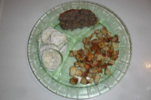 Grill plate with large serving of roasted potatoes.