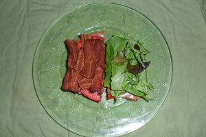 local farm bacon, mixed greens, and tomato