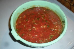 Gazpacho in green bowl