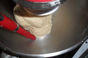 Kneading dough with stand mixer