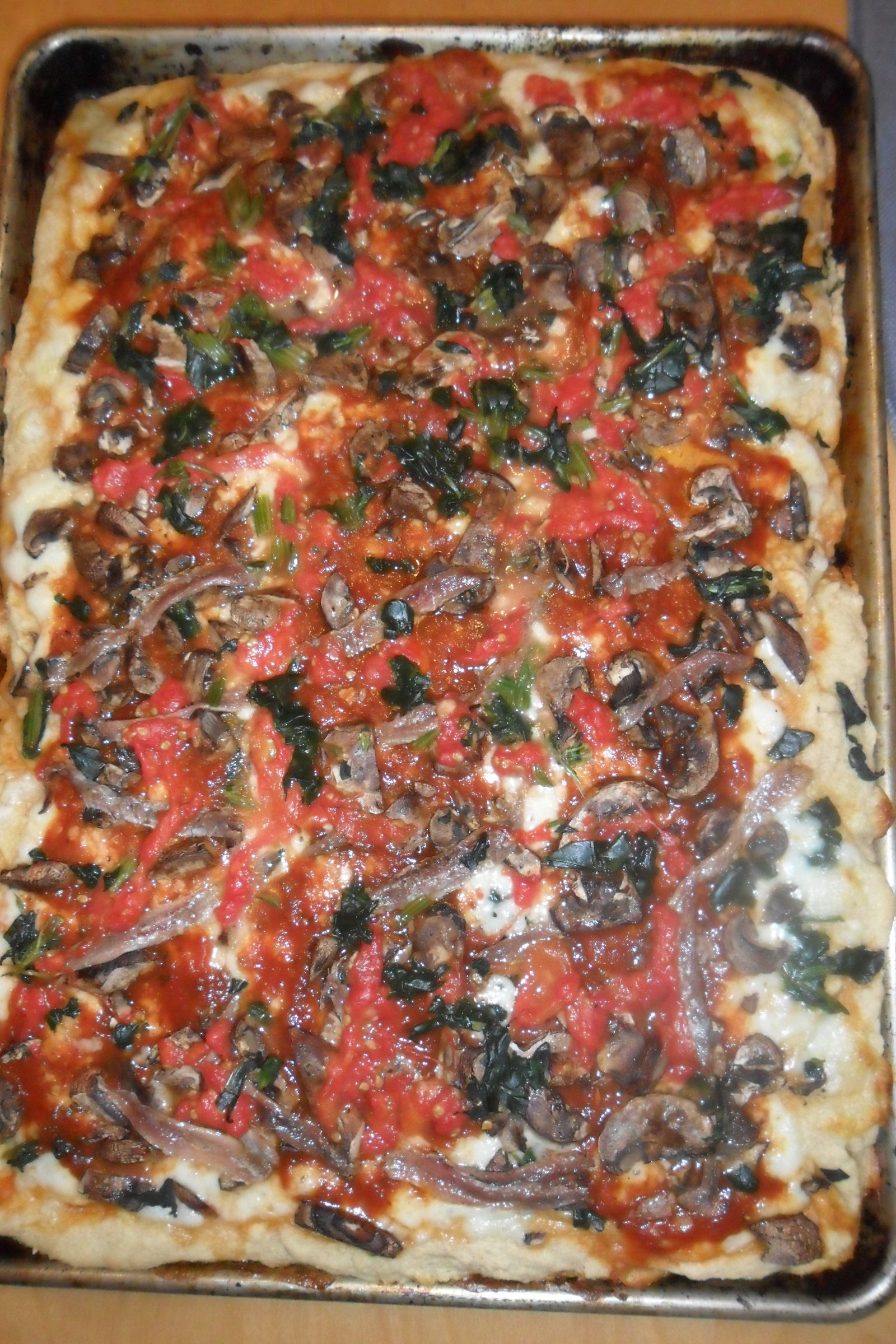 Yummy baked pizza ready to cut