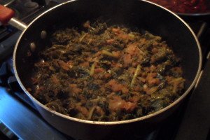 Kale cooking on the stove