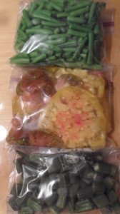 produce in plastic zip bags ready for freezer