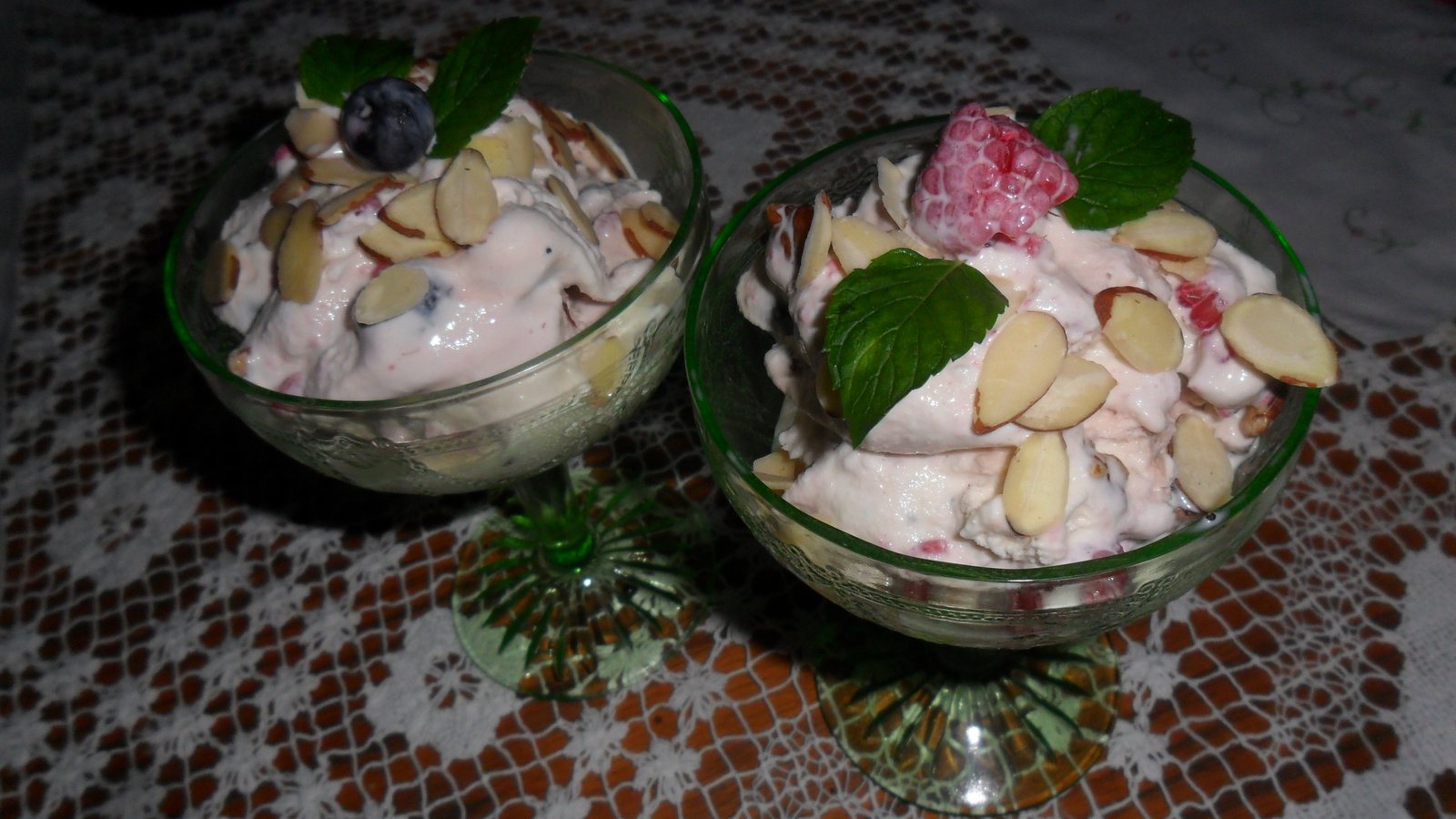 Two decorated sundaes