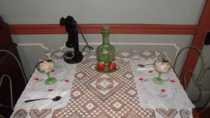 ice cream table set for two with sundaes