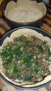 stuffing going into the crust.