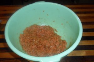 Mixing carrot cake cookie ingredients