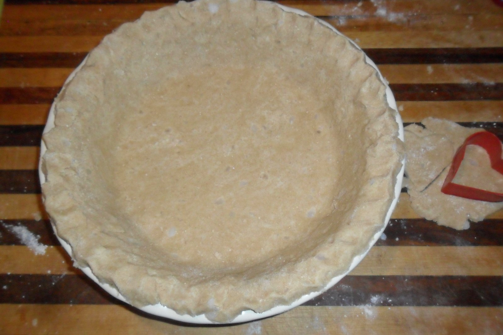 Unbaked pie crust fit in deep dish 9" plate