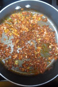 Cooking the vegetables in paprika