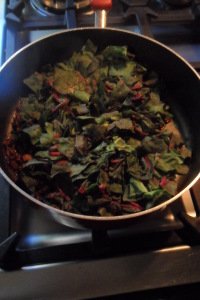 Chard added to the vegetables