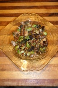 Caramelized Brussels sprouts in serving bowl.