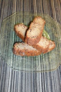 Spaghetti squash maple-honey bread on serving plate