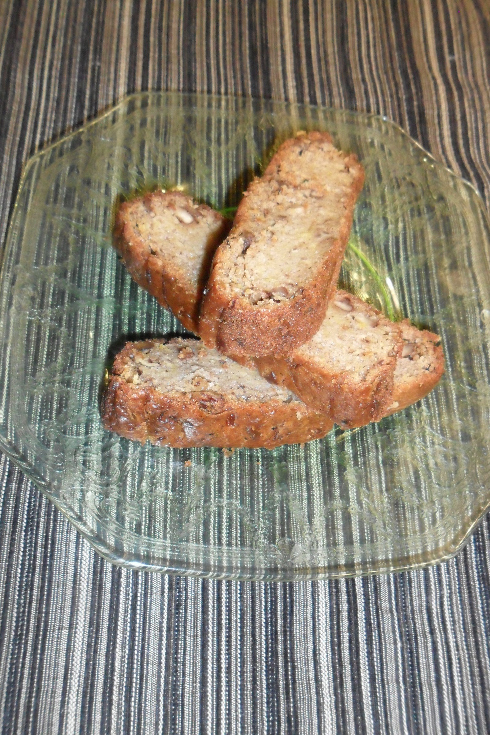 Spaghetti squash maple-honey bread on serving plate