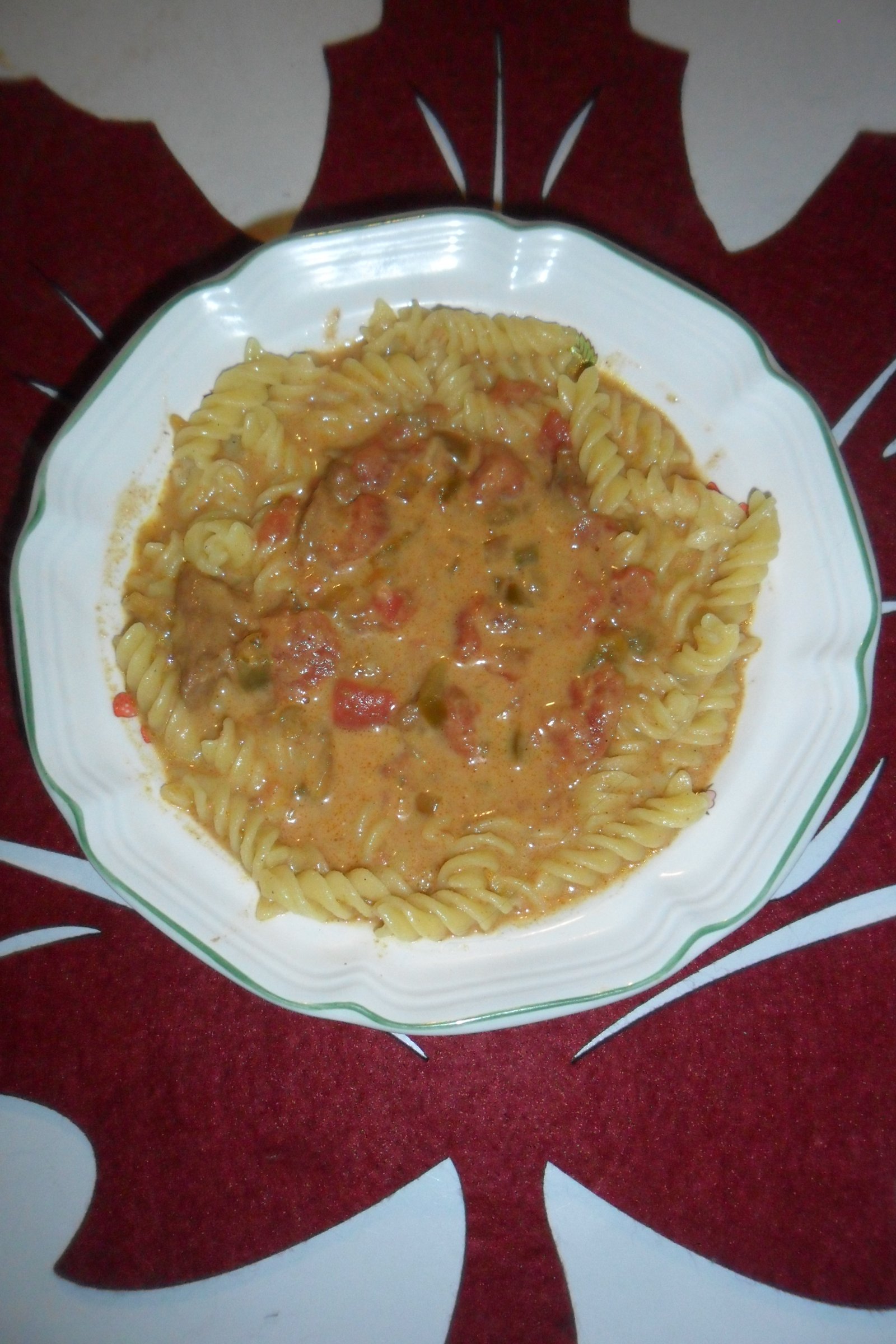 scrumptious bowl of goulash on fall leaf placemat