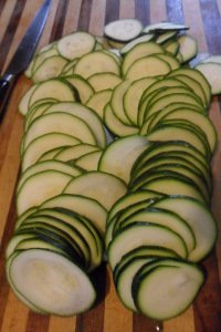 Two thinly sliced zucchini