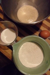 Mixing cinnamon roll dough