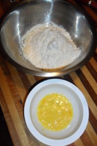 Mixing the ingredients for hushpuppies.