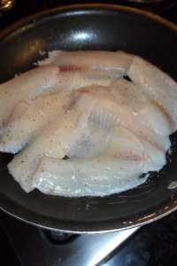 Starting to cook the fish.