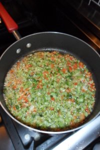 Cooking the vegetables.