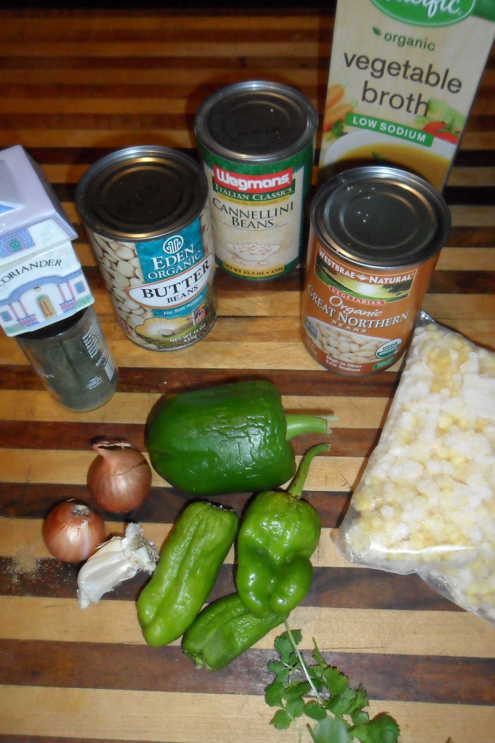 Ingredients ready for white bean chili