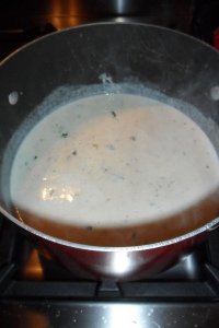 Soup mixture simmering.