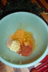 Mixing paste ingredients.