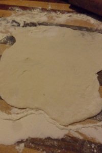 Bread dough rolled out