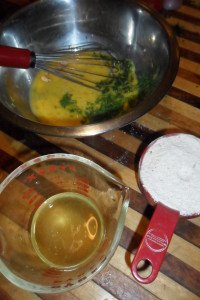 Ingredients for matzo balls.