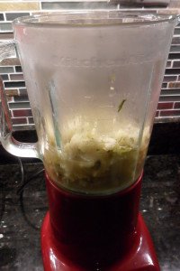 Simmered soup in blender.