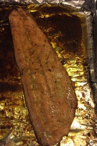 Salmon filet right after broiling.