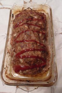 Finished meatloaf in pan.