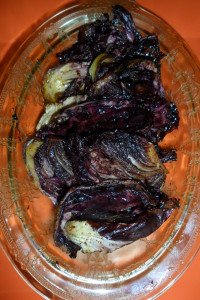 Serving roasted radicchio.