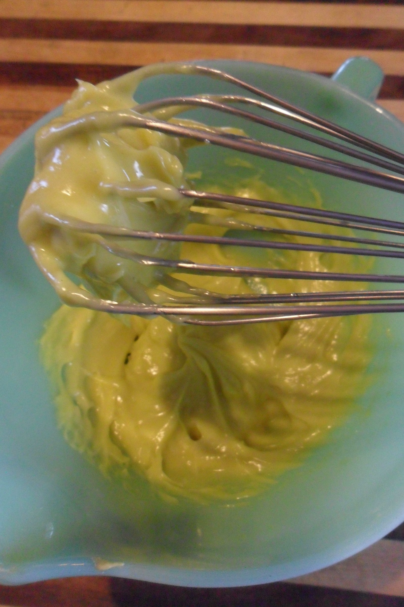 The best mayo in the world, whisked in jadeite bowl.