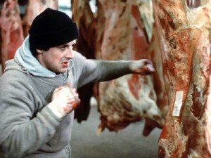 Rocky Balboa in the meat locker.