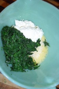 Spinach ricotta cheese mixture.