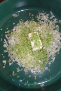 Cooking vegetables in butter.