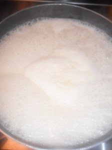 Boiling milk mixture.