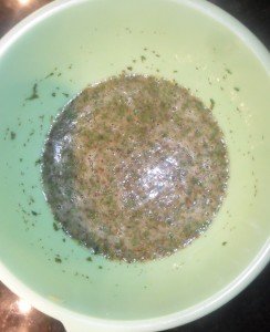 Egg and herb mixture.