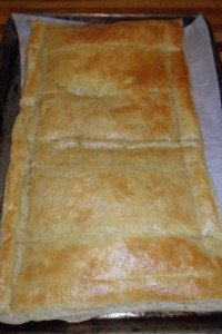 Browned puff pastry.