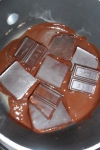 Melting the chocolate.